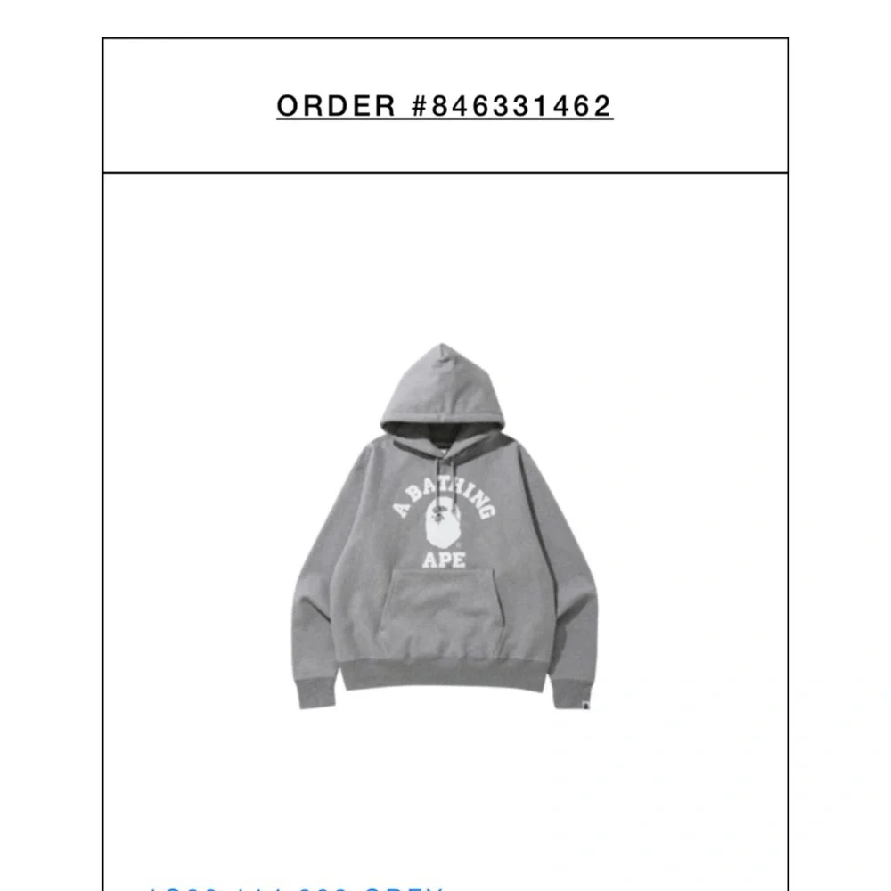Bape Gray Sweatshirt Hoodie College Grey Logo Size Medium - Picture 14 of 14